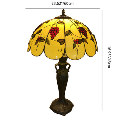 Traditional Tiffany Umbrella Round Glass Resin 1-Light Table Lamp For Living Room