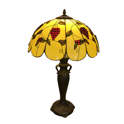 Traditional Tiffany Umbrella Round Glass Resin 1-Light Table Lamp For Living Room