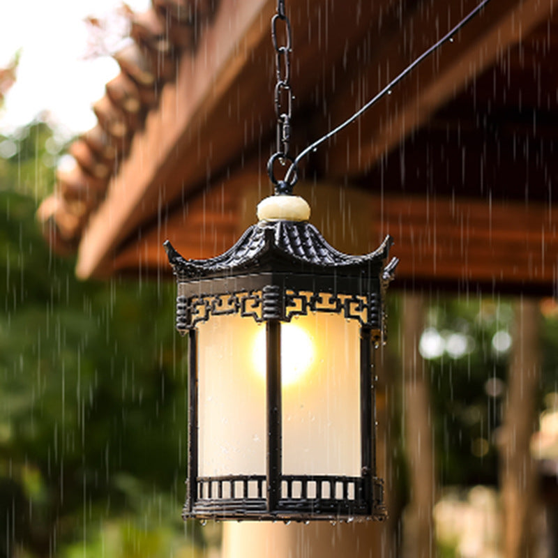 Traditional Chinese Hexagonal Gazebo PC Aluminum 1-Light Pendant Light For Garden