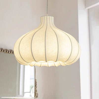 Traditional French Onion Head Silk Iron 1-Light Pendant Light For Living Room