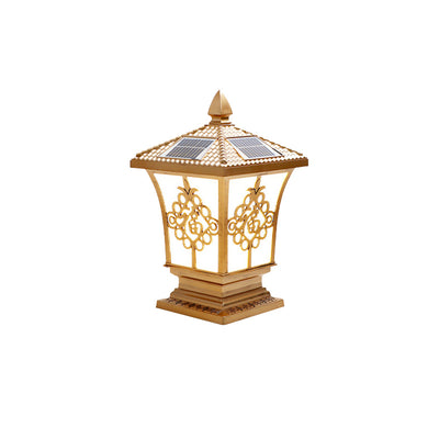 Traditional Chinese Square Column Solar Waterproof PC ABS LED Landscape Lighting Outdoor Light For Outdoor Patio