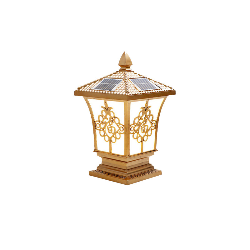 Traditional Chinese Square Column Solar Waterproof PC ABS LED Landscape Lighting Outdoor Light For Outdoor Patio