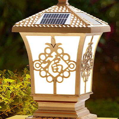 Traditional Chinese Square Column Solar Waterproof PC ABS LED Landscape Lighting Outdoor Light For Outdoor Patio