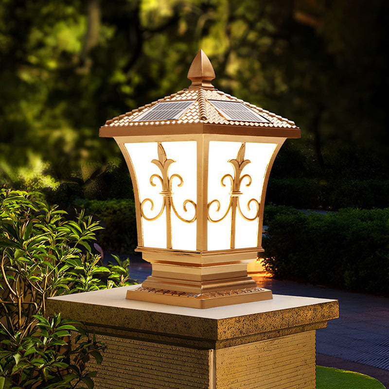 Traditional Chinese Square Column Solar Waterproof PC ABS LED Landscape Lighting Outdoor Light For Outdoor Patio