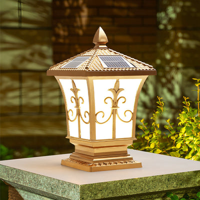 Traditional Chinese Square Column Solar Waterproof PC ABS LED Landscape Lighting Outdoor Light For Outdoor Patio