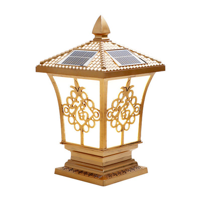 Traditional Chinese Square Column Solar Waterproof PC ABS LED Landscape Lighting Outdoor Light For Outdoor Patio