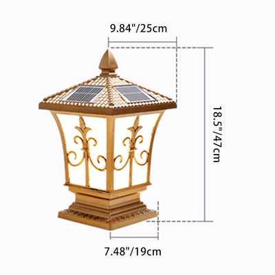 Traditional Chinese Square Column Solar Waterproof PC ABS LED Landscape Lighting Outdoor Light For Outdoor Patio