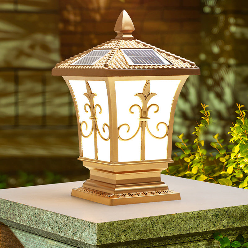 Traditional Chinese Square Column Solar Waterproof PC ABS LED Landscape Lighting Outdoor Light For Outdoor Patio