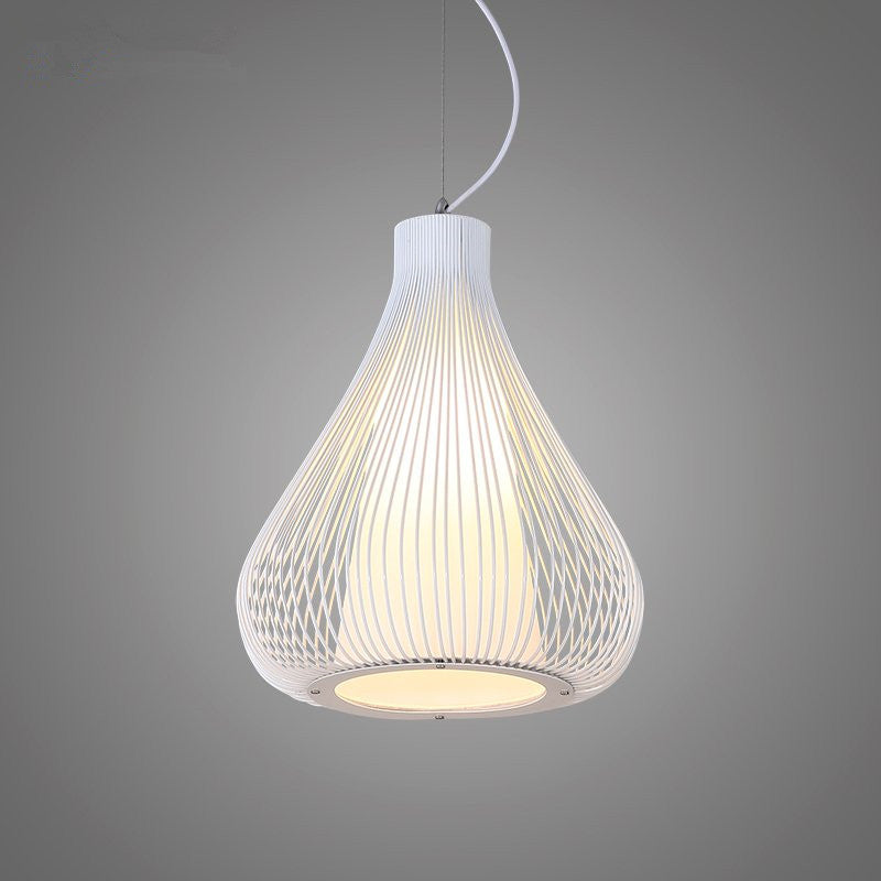 Contemporary Scandinavian Birdcage Round Fabric Iron 1-Light Pendant Light For Living Room