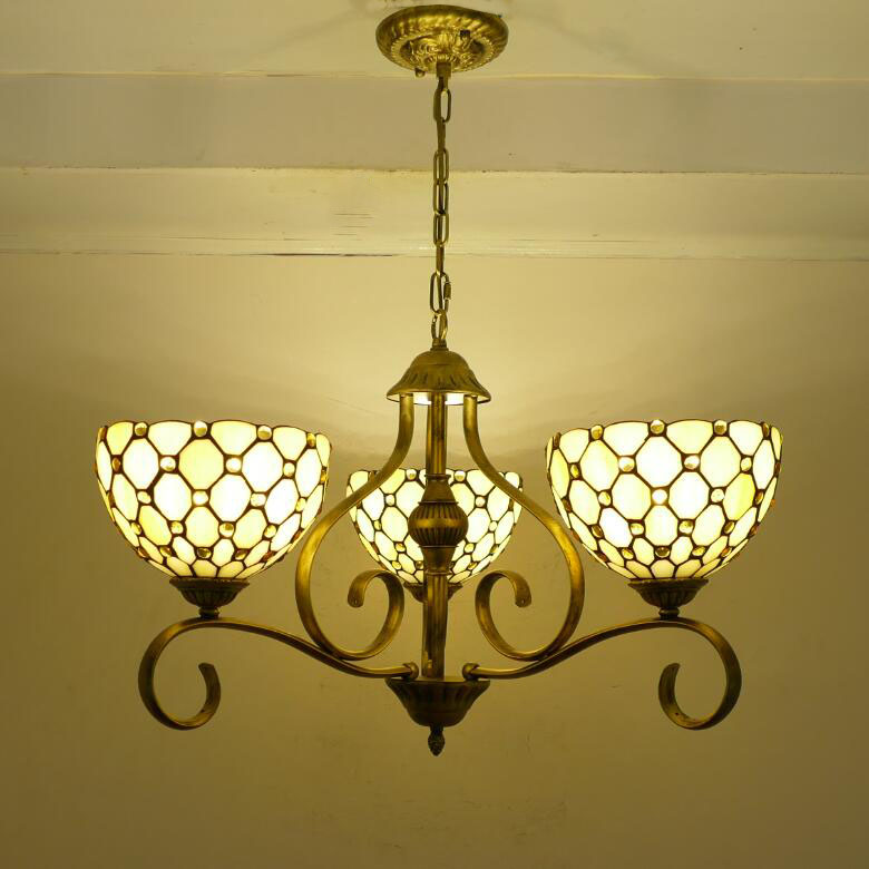 Traditional Tiffany Branch Half Round Glass Iron 3/6/8 Light Chandeliers For Living Room