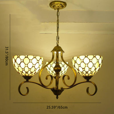 Traditional Tiffany Branch Half Round Glass Iron 3/6/8 Light Chandeliers For Living Room