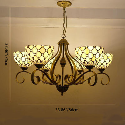 Traditional Tiffany Branch Half Round Glass Iron 3/6/8 Light Chandeliers For Living Room