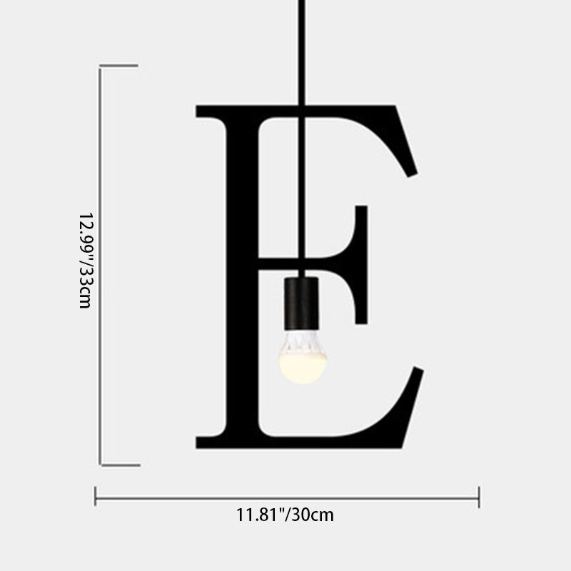 Moderne minimalistische Alphabet Glas Eisen 1-Licht Pendelleuchte für Wohnzimmer 