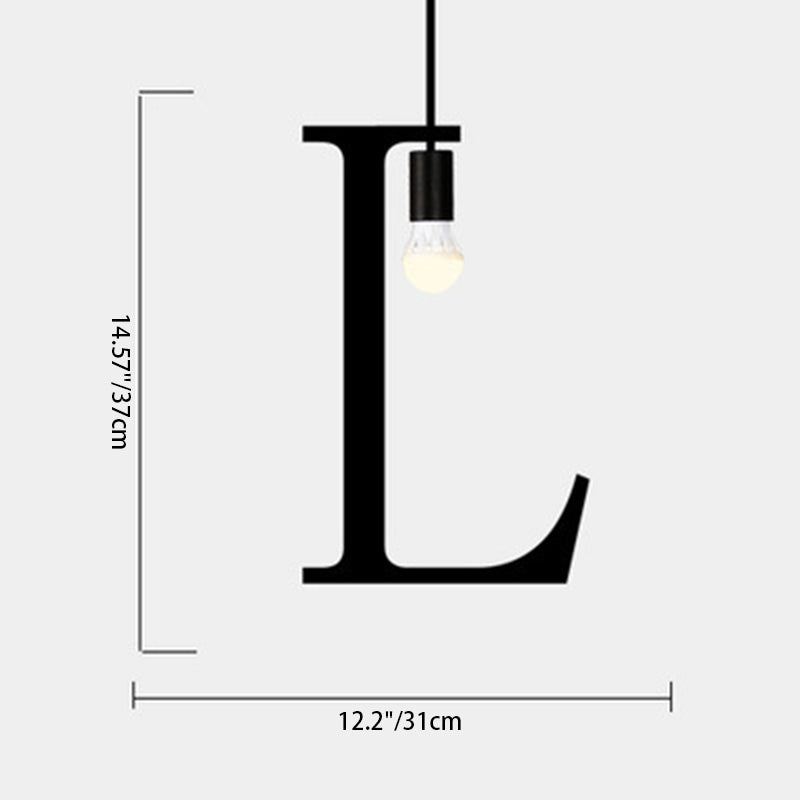 Moderne minimalistische Alphabet Glas Eisen 1-Licht Pendelleuchte für Wohnzimmer 