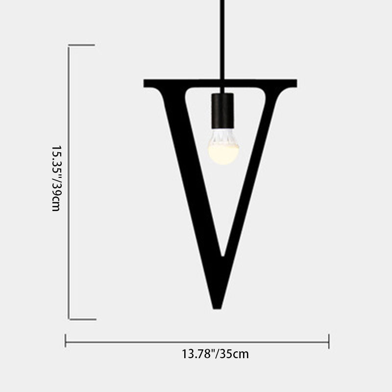 Moderne minimalistische Alphabet Glas Eisen 1-Licht Pendelleuchte für Wohnzimmer 