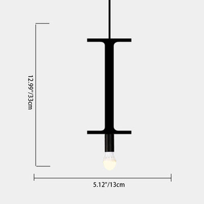 Moderne minimalistische Buchstabenform Linie Glas Eisen 1-Licht Pendelleuchte für Wohnzimmer 