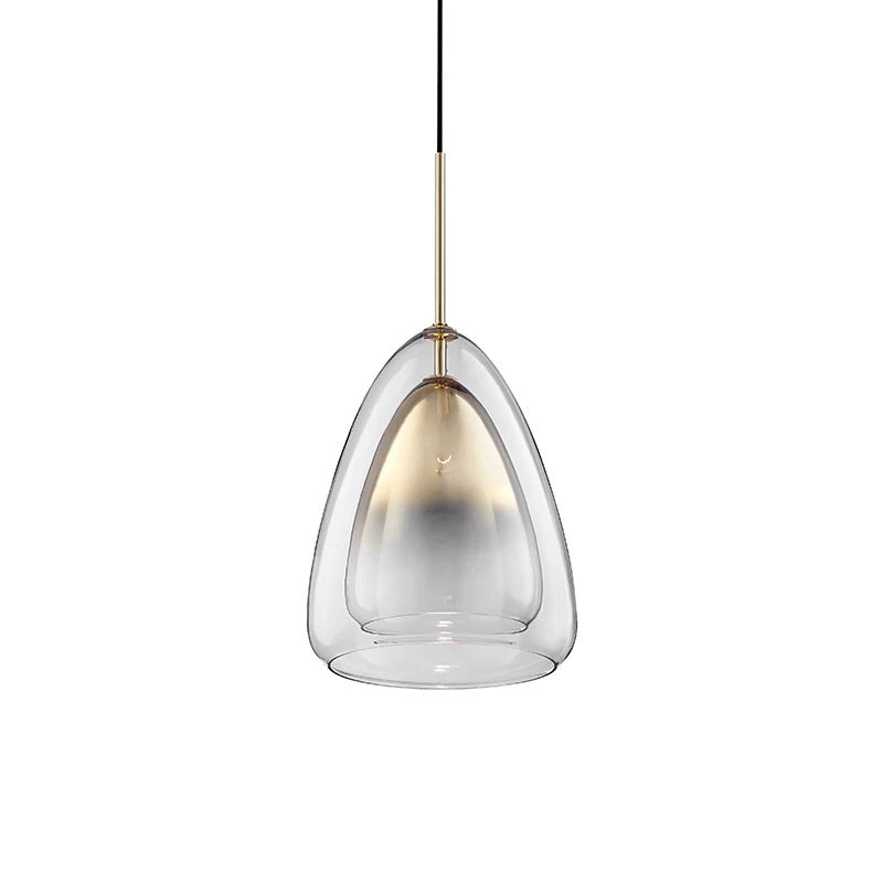 Contemporary Scandinavian Triangle Glass Hardware 1-Light Pendant Light For Bedroom