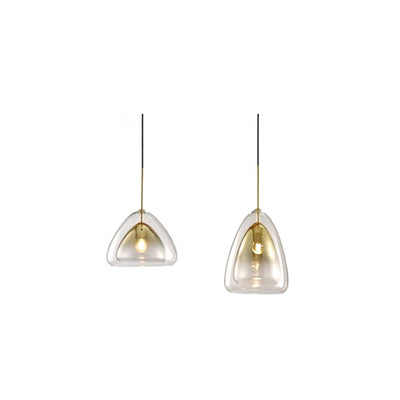 Contemporary Scandinavian Triangle Glass Hardware 1-Light Pendant Light For Bedroom