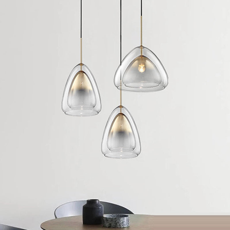 Contemporary Scandinavian Triangle Glass Hardware 1-Light Pendant Light For Bedroom