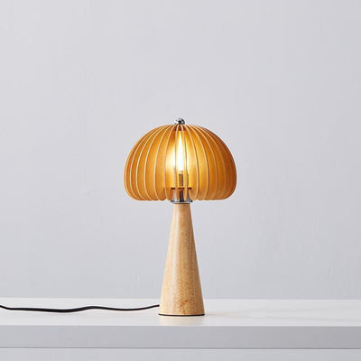 Traditional Japanese Pumpkin Tapered Solid Wood 1-Light Table Lamp For Living Room