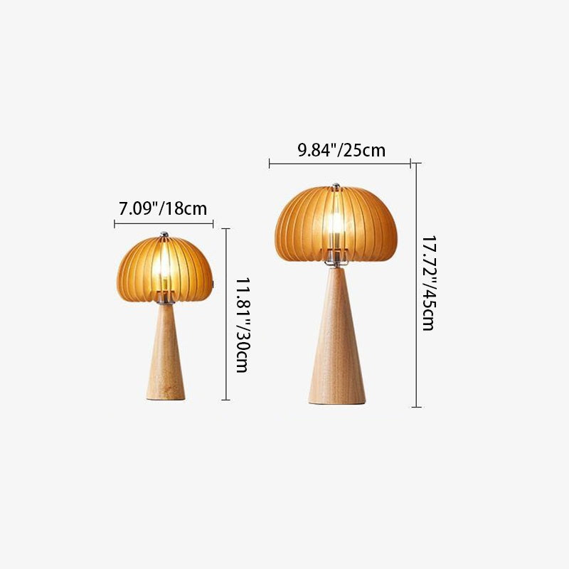 Traditional Japanese Pumpkin Tapered Solid Wood 1-Light Table Lamp For Living Room