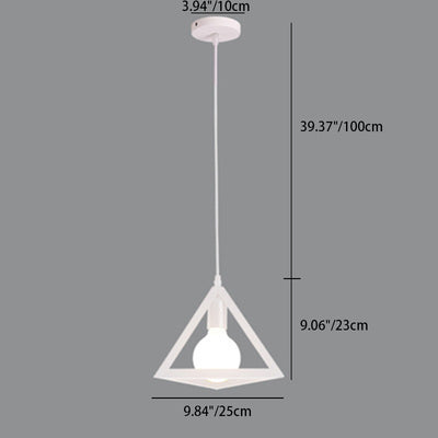 Contemporary Industrial Square Triangle Skeleton Iron 1-Light Pendant Light For Living Room