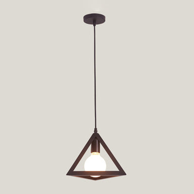 Contemporary Industrial Square Triangle Skeleton Iron 1-Light Pendant Light For Living Room