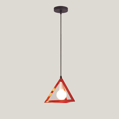 Contemporary Industrial Square Triangle Skeleton Iron 1-Light Pendant Light For Living Room