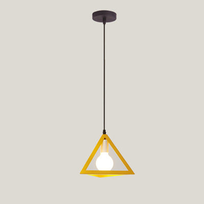 Contemporary Industrial Square Triangle Skeleton Iron 1-Light Pendant Light For Living Room