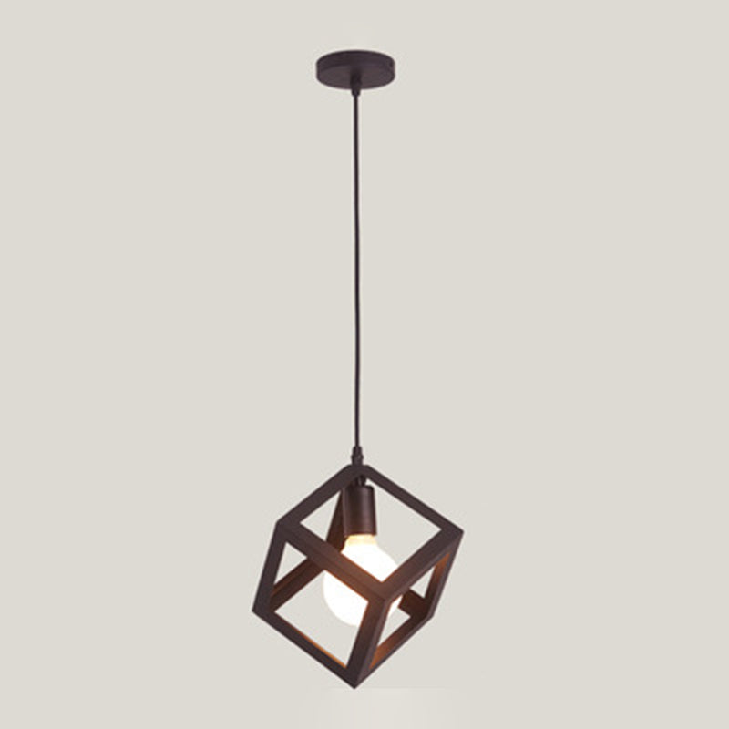 Contemporary Industrial Square Triangle Skeleton Iron 1-Light Pendant Light For Living Room