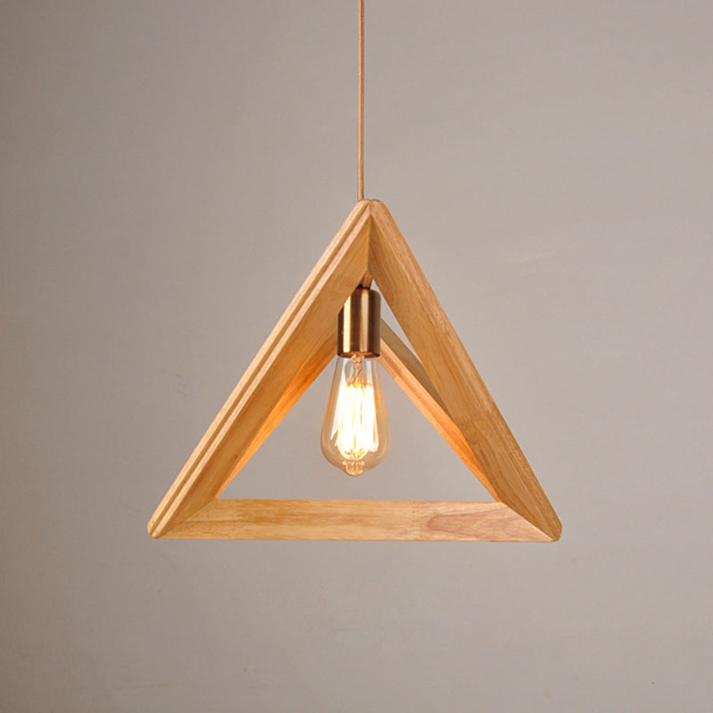 Contemporary Scandinavian Triangle Irregular Square Wood 1-Light Pendant Light For Living Room