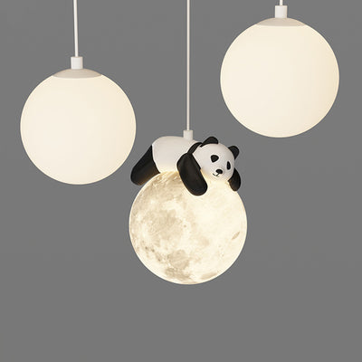 Contemporary Creative Panda Orb Cloud Petal Pebbles PE Iron LED Flush Mount Ceiling Light For Bedroom