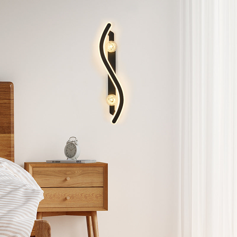 Moderne minimalistische runde lange gebogene PC Glas Eisen LED Wandleuchte Lampe für Wohnzimmer 