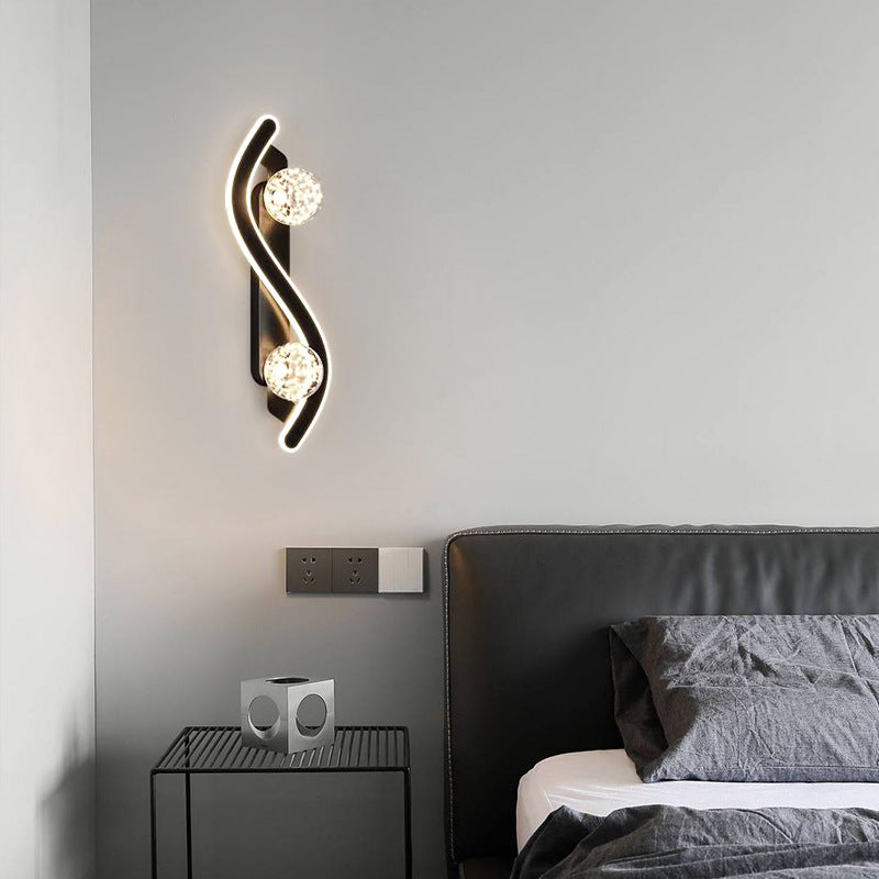 Moderne minimalistische runde lange gebogene PC Glas Eisen LED Wandleuchte Lampe für Wohnzimmer 