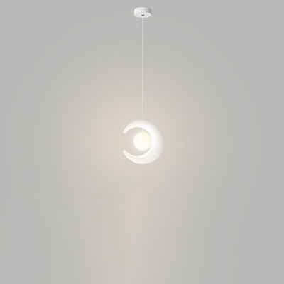 Moderne minimalistische Orb Crescent Harz Eisen LED Pendelleuchte für Wohnzimmer 