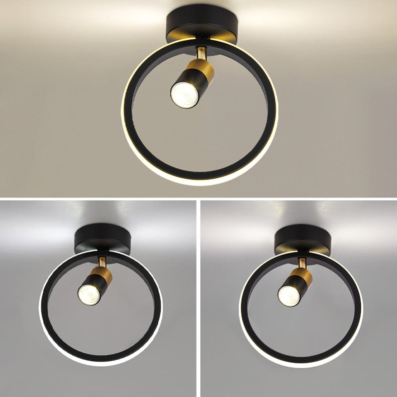 Modern Simplicity Square Round Silicone Iron LED Semi-Flush Mount Ceiling Light For Living Room