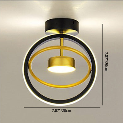 Modern Simplicity Square Round Silicone Iron LED Semi-Flush Mount Ceiling Light For Living Room