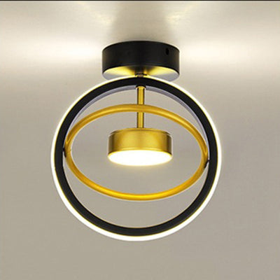 Modern Simplicity Square Round Silicone Iron LED Semi-Flush Mount Ceiling Light For Living Room