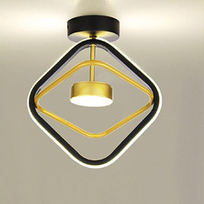 Modern Simplicity Square Round Silicone Iron LED Semi-Flush Mount Ceiling Light For Living Room