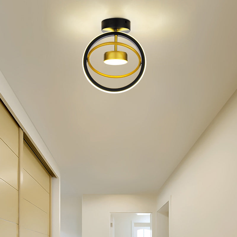 Modern Simplicity Square Round Silicone Iron LED Semi-Flush Mount Ceiling Light For Living Room