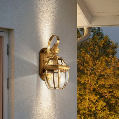 Moderne Luxus sechseckige runde Glas Kupfer 1/3 Licht Wandleuchte Lampe für Terrasse im Freien 