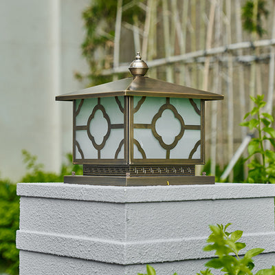 Contemporary Scandinavian Square House Shape Glass Copper 1/2 Light Outdoor Light For Garden