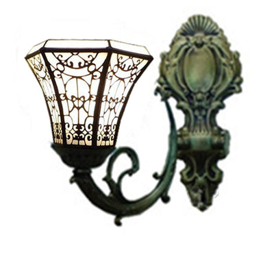 Traditional Tiffany Round Square Glass Iron 1/2/3 Light Wall Sconce Lamp For Living Room