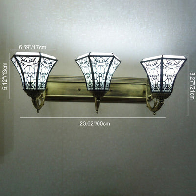 Traditional Tiffany Round Square Glass Iron 1/2/3 Light Wall Sconce Lamp For Living Room