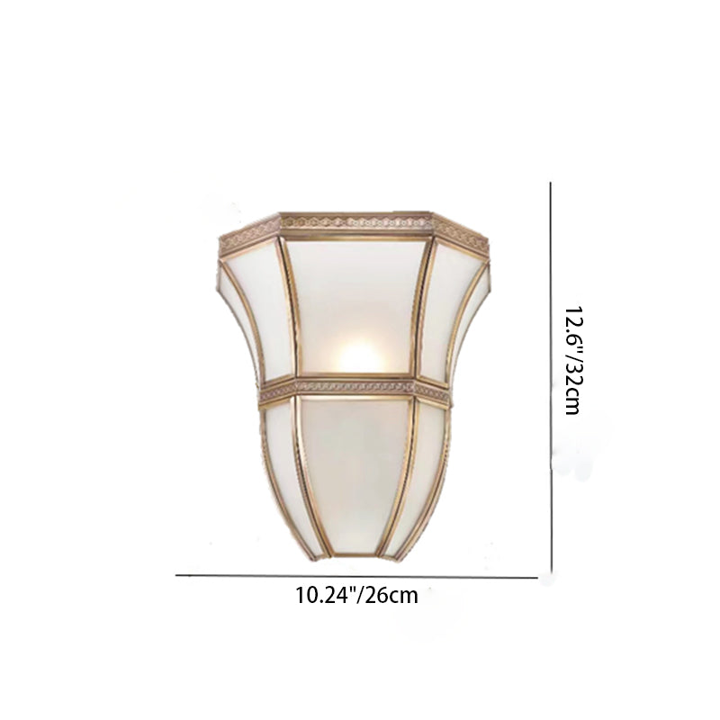 Contemporary Scandinavian Tapered Round Square Glass Copper 1-Light Wall Sconce Lamp For Living Room