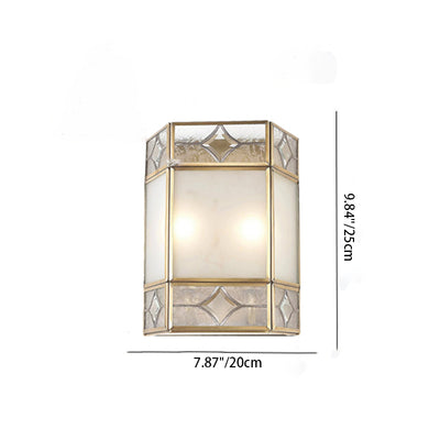 Contemporary Scandinavian Tapered Round Square Glass Copper 1-Light Wall Sconce Lamp For Living Room