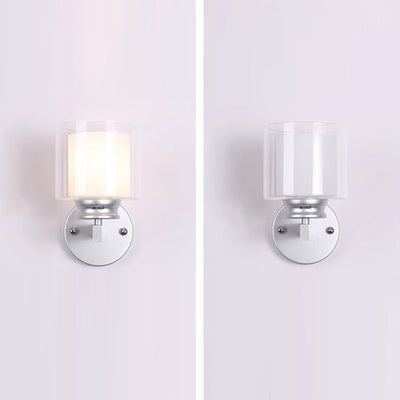 Moderne minimalistische runde Säule Glas Eisen 1-Licht Wandleuchte Lampe für Schlafzimmer 