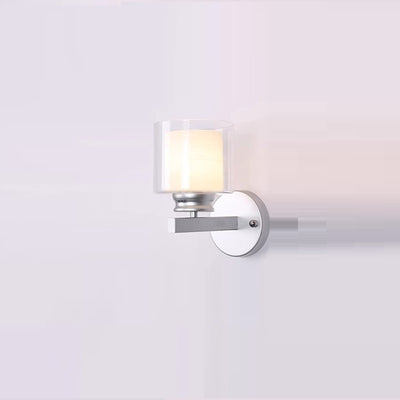 Moderne minimalistische runde Säule Glas Eisen 1-Licht Wandleuchte Lampe für Schlafzimmer 