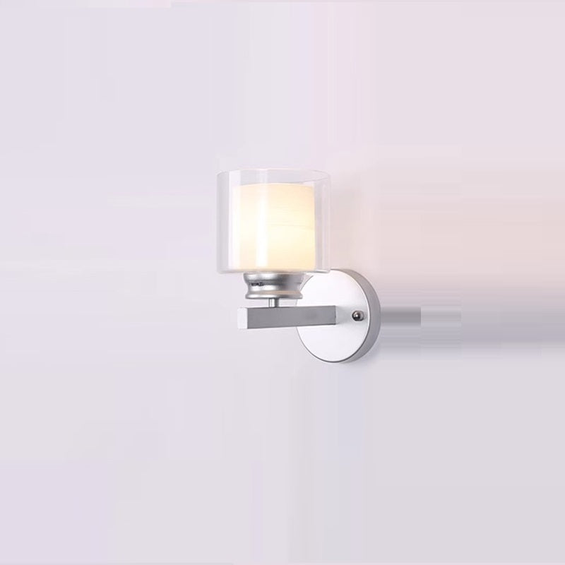 Moderne minimalistische runde Säule Glas Eisen 1-Licht Wandleuchte Lampe für Schlafzimmer 