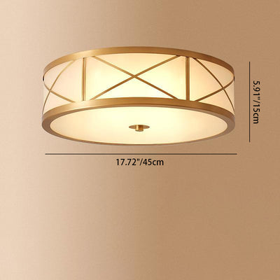 Modern Luxury Floral Round Glass Copper 3/4 Light Flush Mount Ceiling Light For Bedroom